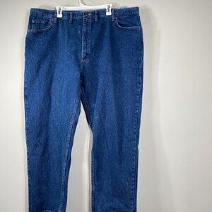 Wrangler Authentic Straight Denim Jeans Men's 48 x 32 High Rise Blue Casual